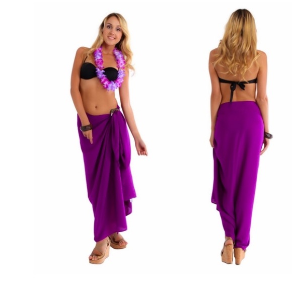 Purple pineapple print fringe sarong wrap - Picture 7 of 7